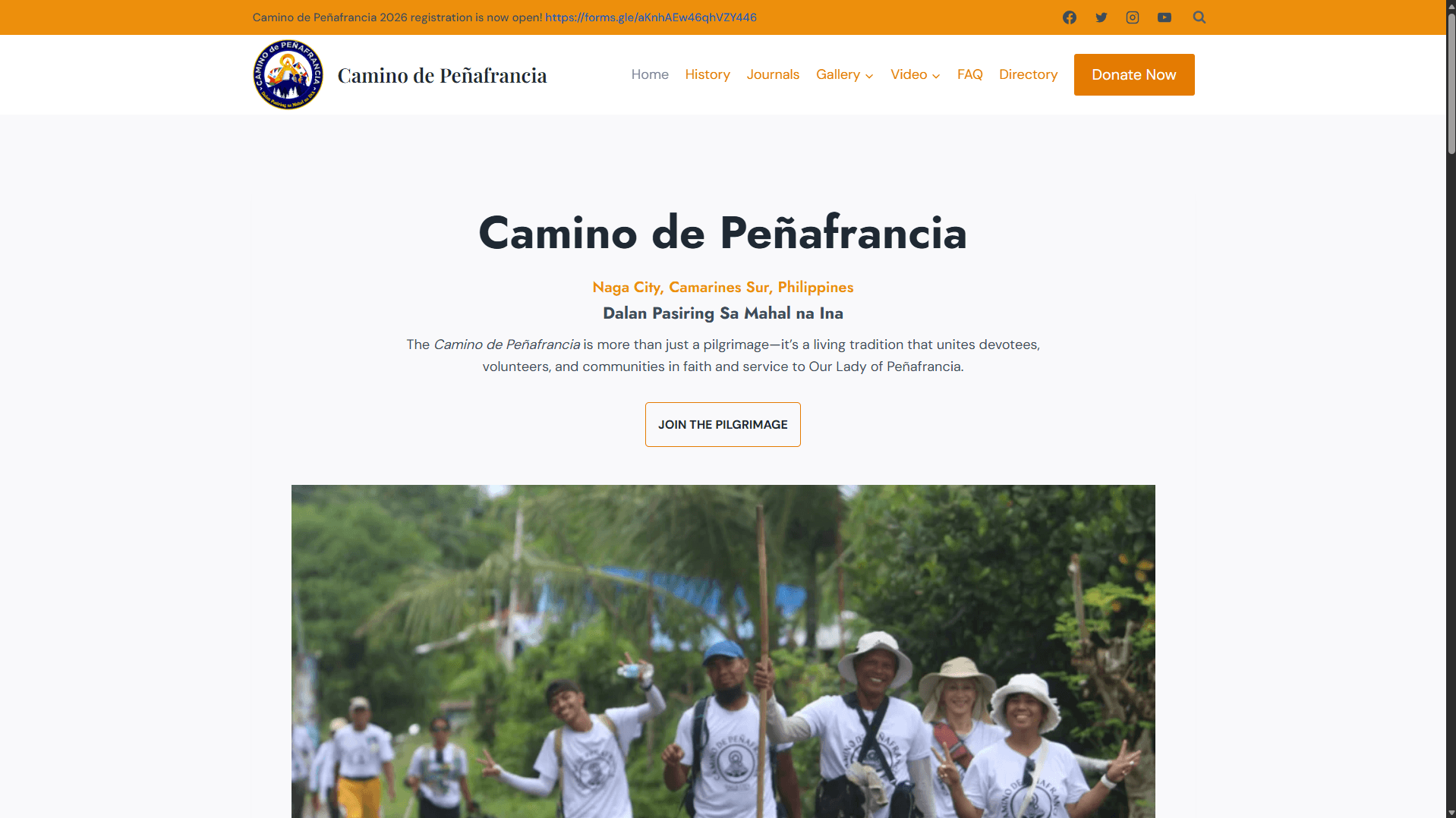 Camino de Peñafrancia Website screenshot