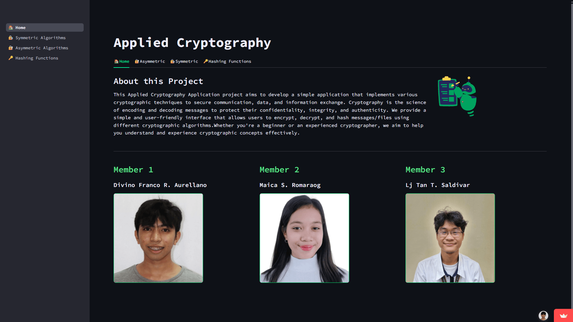 Cryptographic Algorithms Implementation screenshot