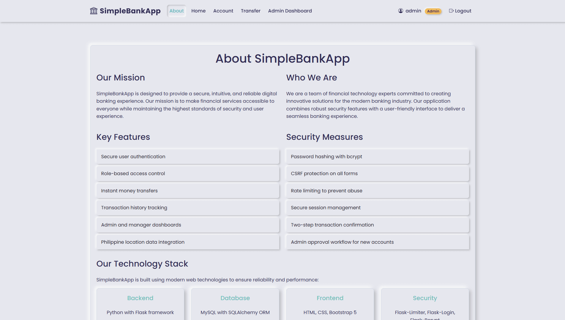 Simple Banking App with Flask screenshot